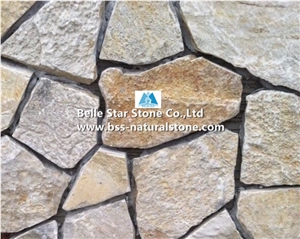 Yellow Slate Random Flagstone,Split Face Slate Irregular Flagstone,Yellow Flagstone Wall,Slate Landscaping Wall Stone,Outdoor Building Wall Facades,Slate Random Stone,Yellow Flagstone Cladding