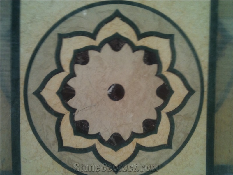 Natural Marble Stone Waterjet Square and Round Medallion for Hotel Lobby and Home Floor & Wall Decoration 100x100cm,120x120cm, Other Custom Size