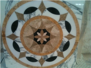 Natural Marble Stone Waterjet Square and Round Medallion for Hotel Lobby and Home Floor & Wall Decoration 100x100cm,120x120cm, Other Custom Size