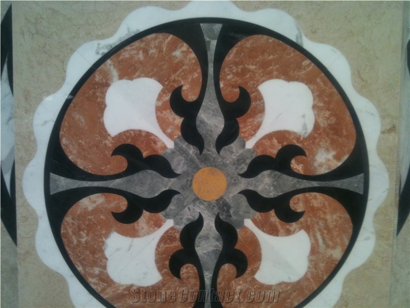Natural Marble Stone Waterjet Square and Round Medallion for Hotel Lobby and Home Floor & Wall Decoration 100x100cm,120x120cm, Other Custom Size