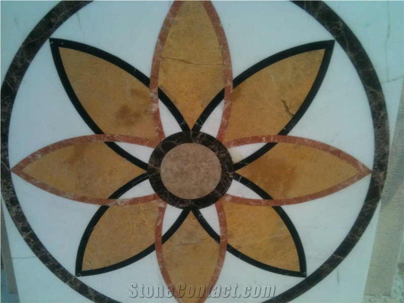 Natural Marble Stone Waterjet Square and Round Medallion for Hotel Lobby and Home Floor & Wall Decoration 100x100cm,120x120cm, Other Custom Size