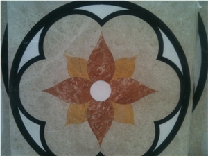 Natural Marble Stone Waterjet Square and Round Medallion for Hotel Lobby and Home Floor & Wall Decoration 100x100cm,120x120cm, Other Custom Size