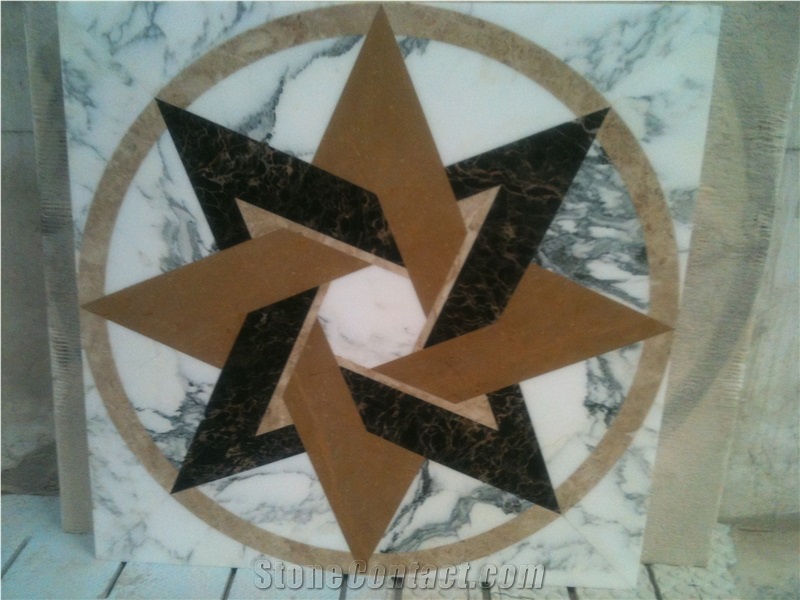 Natural Marble Stone Waterjet Square and Round Medallion for Hotel Lobby and Home Floor & Wall Decoration 100x100cm,120x120cm, Other Custom Size