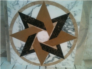 Natural Marble Stone Waterjet Square and Round Medallion for Hotel Lobby and Home Floor & Wall Decoration 100x100cm,120x120cm, Other Custom Size