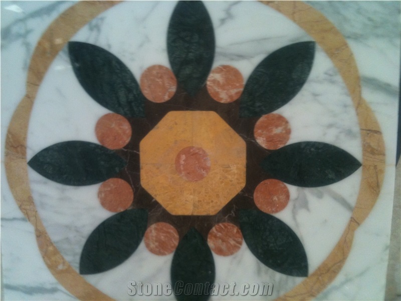 Natural Marble Stone Waterjet Square and Round Medallion for Hotel Lobby and Home Floor & Wall Decoration 100x100cm,120x120cm, Other Custom Size
