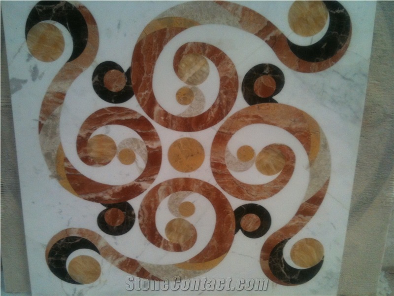 Natural Marble Stone Waterjet Square and Round Medallion for Hotel Lobby and Home Floor & Wall Decoration 100x100cm,120x120cm, Other Custom Size