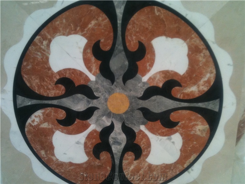 Natural Marble Stone Waterjet Square and Round Medallion for Hotel Lobby and Home Floor & Wall Decoration 100x100cm,120x120cm, Other Custom Size