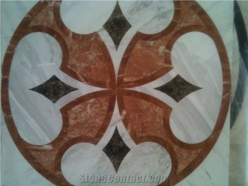 Natural Marble Stone Waterjet Square and Round Medallion for Hotel Lobby and Home Floor & Wall Decoration 100x100cm,120x120cm, Other Custom Size