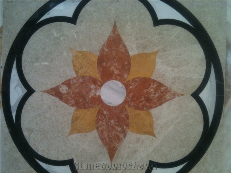 Natural Marble Stone Waterjet Square and Round Medallion for Hotel Lobby and Home Floor & Wall Decoration 100x100cm,120x120cm, Other Custom Size