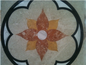 Natural Marble Stone Waterjet Square and Round Medallion for Hotel Lobby and Home Floor & Wall Decoration 100x100cm,120x120cm, Other Custom Size