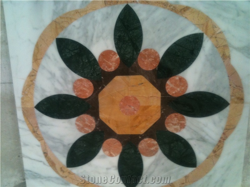 Natural Marble Stone Waterjet Square and Round Medallion for Hotel Lobby and Home Floor & Wall Decoration 100x100cm,120x120cm, Other Custom Size