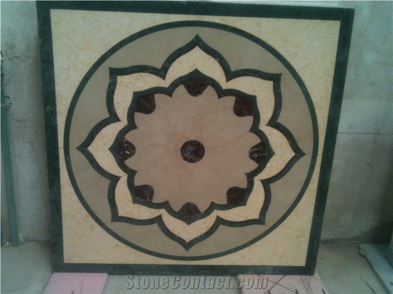 Natural Marble Stone Waterjet Square and Round Medallion for Hotel Lobby and Home Floor & Wall Decoration 100x100cm,120x120cm, Other Custom Size