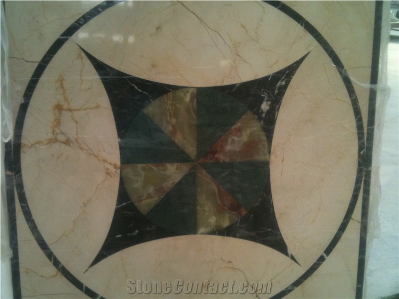 Natural Marble Stone Waterjet Square and Round Medallion for Hotel Lobby and Home Floor & Wall Decoration 100x100cm,120x120cm, Other Custom Size