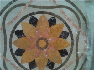 Natural Marble Stone Waterjet Square and Round Medallion for Hotel Lobby and Home Floor & Wall Decoration 100x100cm,120x120cm, Other Custom Size