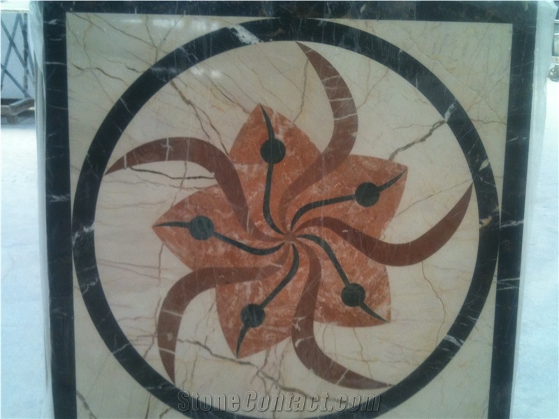Natural Marble Stone Waterjet Square and Round Medallion for Hotel Lobby and Home Floor & Wall Decoration 100x100cm,120x120cm, Other Custom Size