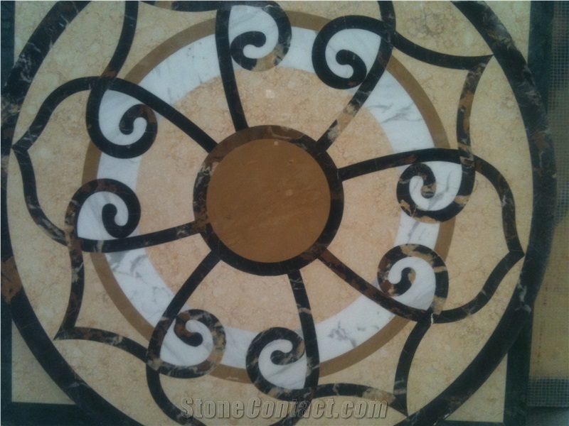 Natural Marble Stone Waterjet Square and Round Medallion for Hotel Lobby and Home Floor & Wall Decoration 100x100cm,120x120cm, Other Custom Size
