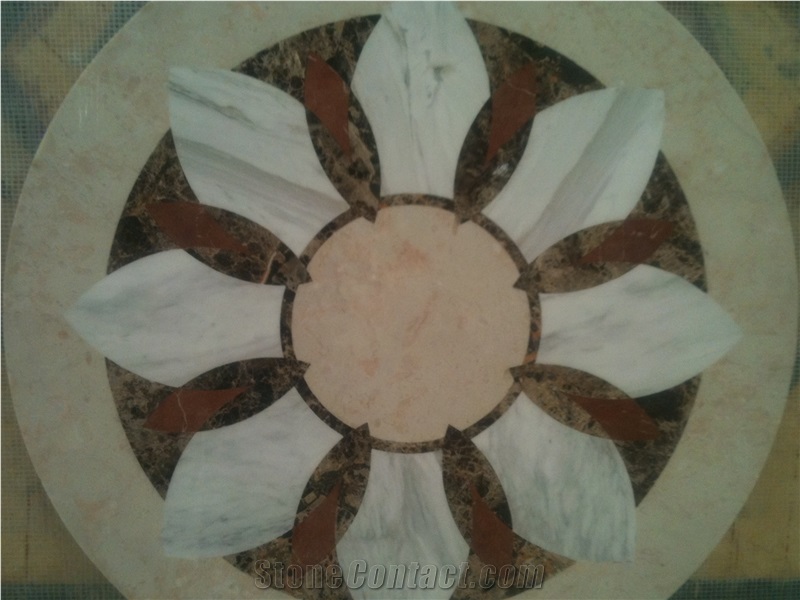 Natural Marble Stone Waterjet Square and Round Medallion for Hotel Lobby and Home Floor & Wall Decoration 100x100cm,120x120cm, Other Custom Size