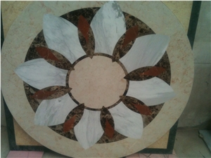 Natural Marble Stone Waterjet Square and Round Medallion for Hotel Lobby and Home Floor & Wall Decoration 100x100cm,120x120cm, Other Custom Size