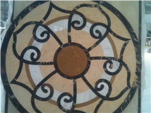 Natural Marble Stone Waterjet Square and Round Medallion for Hotel Lobby and Home Floor & Wall Decoration 100x100cm,120x120cm, Other Custom Size