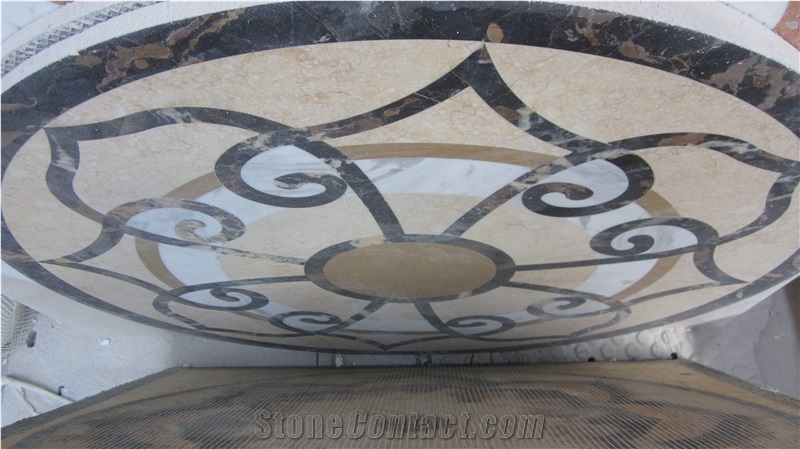 Natural Marble Stone Waterjet Square and Round Medallion for Hotel Lobby and Home Floor & Wall Decoration 100x100cm,120x120cm, Other Custom Size