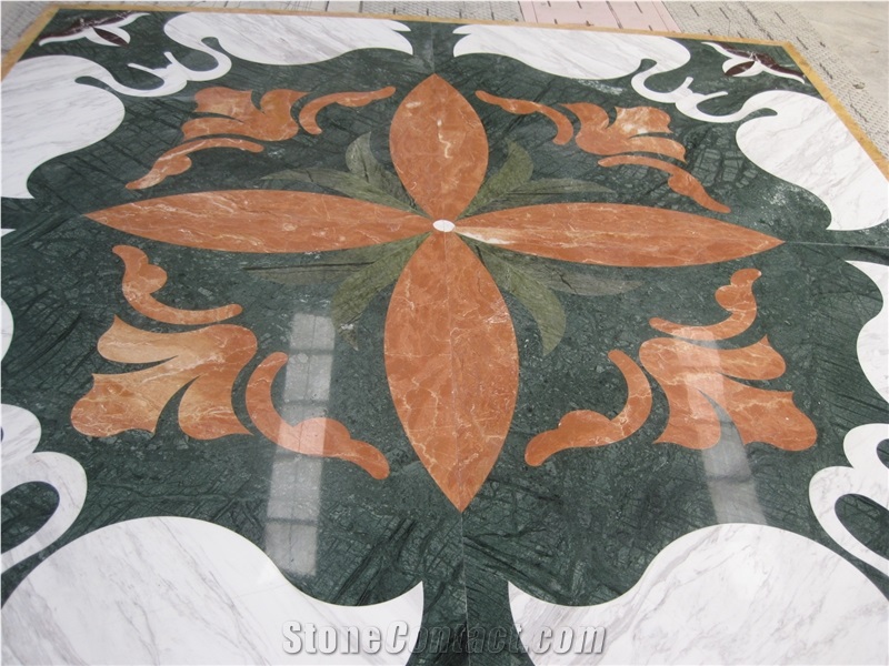 Natural Marble Stone Waterjet Square and Round Medallion for Hotel Lobby and Home Floor & Wall Decoration 100x100cm,120x120cm, Other Custom Size