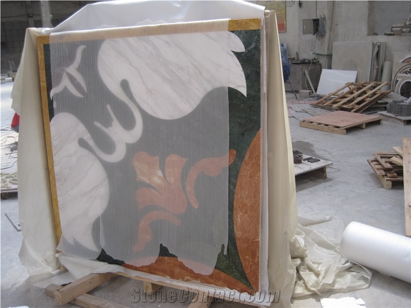 Natural Marble Stone Waterjet Square and Round Medallion for Hotel Lobby and Home Floor & Wall Decoration 100x100cm,120x120cm, Other Custom Size