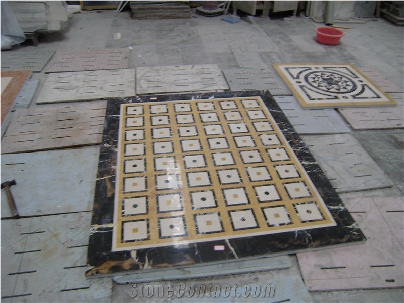 Natural Marble Stone Waterjet Square and Round Medallion for Hotel Lobby and Home Floor & Wall Decoration 100x100cm,120x120cm, Other Custom Size