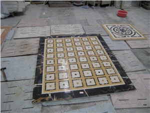 Natural Marble Stone Waterjet Square and Round Medallion for Hotel Lobby and Home Floor & Wall Decoration 100x100cm,120x120cm, Other Custom Size