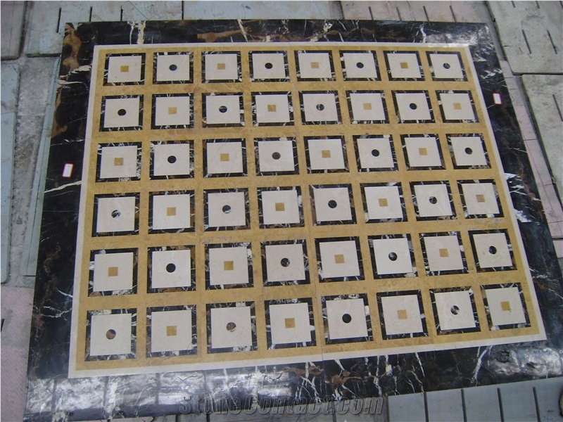 Natural Marble Stone Waterjet Square and Round Medallion for Hotel Lobby and Home Floor & Wall Decoration 100x100cm,120x120cm, Other Custom Size