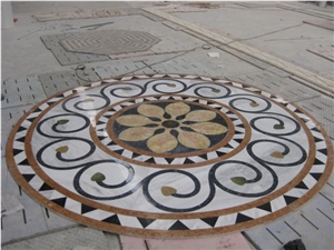 Natural Marble Stone Waterjet Square and Round Medallion for Hotel Lobby and Home Floor & Wall Decoration 100x100cm,120x120cm, Other Custom Size