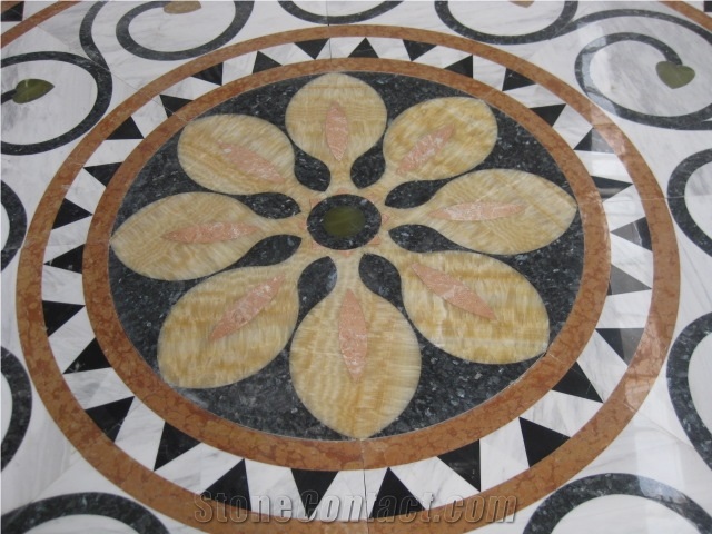 Natural Marble Stone Waterjet Square and Round Medallion for Hotel Lobby and Home Floor & Wall Decoration 100x100cm,120x120cm, Other Custom Size