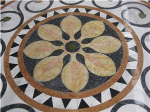Natural Marble Stone Waterjet Square and Round Medallion for Hotel Lobby and Home Floor & Wall Decoration 100x100cm,120x120cm, Other Custom Size