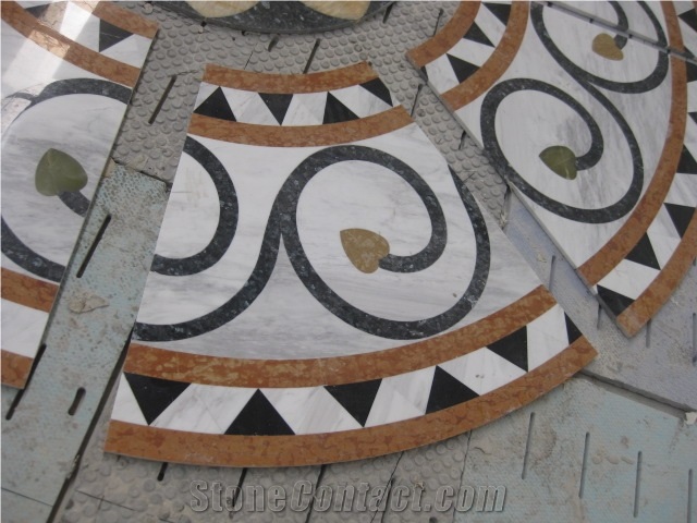 Natural Marble Stone Waterjet Square and Round Medallion for Hotel Lobby and Home Floor & Wall Decoration 100x100cm,120x120cm, Other Custom Size