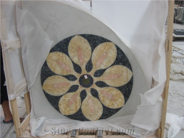 Natural Marble Stone Waterjet Square and Round Medallion for Hotel Lobby and Home Floor & Wall Decoration 100x100cm,120x120cm, Other Custom Size