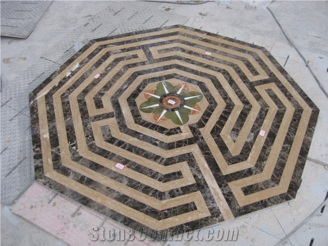 Natural Marble Stone Waterjet Square and Round Medallion for Hotel Lobby and Home Floor & Wall Decoration 100x100cm,120x120cm, Other Custom Size