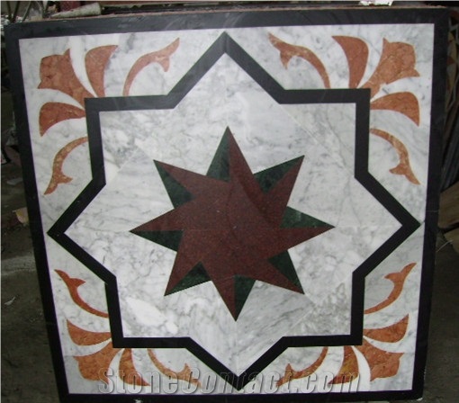 Natural Marble Stone Waterjet Square and Round Medallion for Hotel Lobby and Home Floor & Wall Decoration 100x100cm,120x120cm, Other Custom Size