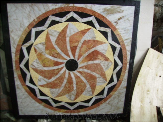 Natural Marble Stone Waterjet Square and Round Medallion for Hotel Lobby and Home Floor & Wall Decoration 100x100cm,120x120cm, Other Custom Size