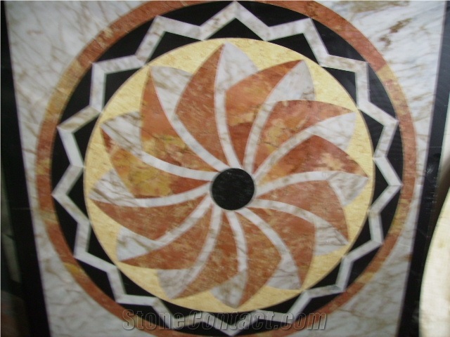 Natural Marble Stone Waterjet Square and Round Medallion for Hotel Lobby and Home Floor & Wall Decoration 100x100cm,120x120cm, Other Custom Size