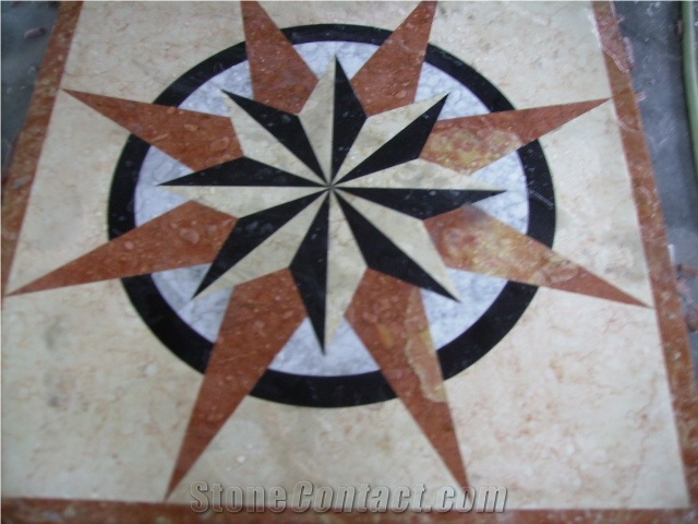 Natural Marble Stone Waterjet Square and Round Medallion for Hotel Lobby and Home Floor & Wall Decoration 100x100cm,120x120cm, Other Custom Size