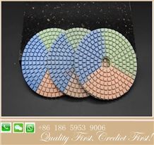 4inch Tri-Color Wet Granite Marble Dimaond Polishing Pad