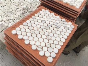 White Marble Mosaic Calacatta Mosaic Roundness Mosaic Bathroom Tiles Floor Mosaic