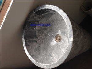 Yabo Grey/Gray Marble Sinks,Vessel Sinks,Pedestal Basins,Bathroom Sinks,Hotel Pedestal Basins,Round Basins,Round Sinks