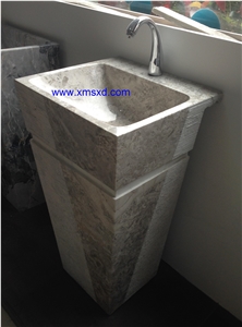 Yabo Grey/Gray Pedestal Basins,Vessel Sinks,Wash Basins,Square Basins,Square Sinks,Natural Stone Pedestal Sinks,Marble Sinks,Marble Basins