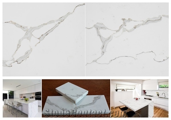 Quartz Calacatta Vagli Stone Vanity Tops/Engineered Quartz Stone Bathroom Countertops/Quartz Stone Bath Tops/Cambria Quartz Stone Vanity Top/Caesarstone Bathroom Tops/Foshan,China