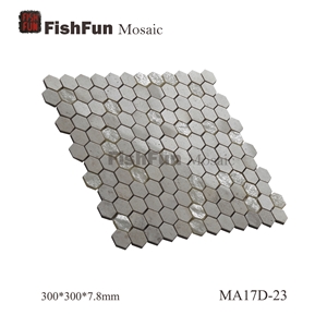 Hexagon Marble & Glass Mosaic Tile 23x26.5mm, Beige Marble Mosaic Tile, White Travertine Mosaic, Polished Surface, Garden & Balcony Marble and Glass Mosaic Tile, Kitchen Mosaic
