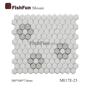 Hexagon Marble & Glass Mosaic Tile 23x26.5mm, White Marble Mosaic Tile, Thassos White Mosaic, Polished Surface, Garden & Balcony Marble and Glass Mosaic Tile, Kitchen Mosaic Hexagon Marble & Glass Mosaic Tile 23x26.5mm, White Marble Mosaic Tile, Thassos White Mosaic, Polished Surface, Garden & Balcony Marble and Glass Mosaic Tile, Kitchen Mosaic