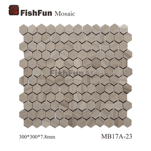 Hexagon Marble Mosaic Tile 23x26.5mm, Beige Marble Mosaic Tile, Athen Grey Mosaic, Polished Surface, Garden & Balcony Marble Mosaic Tile, Kitchen Marble Mosaic Tile