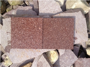 10x10cm Flamed G666 Grante Shouning Red Granite Paving Stone ,Red Cube Stone,Cheap Shouning Red Granite Pavers