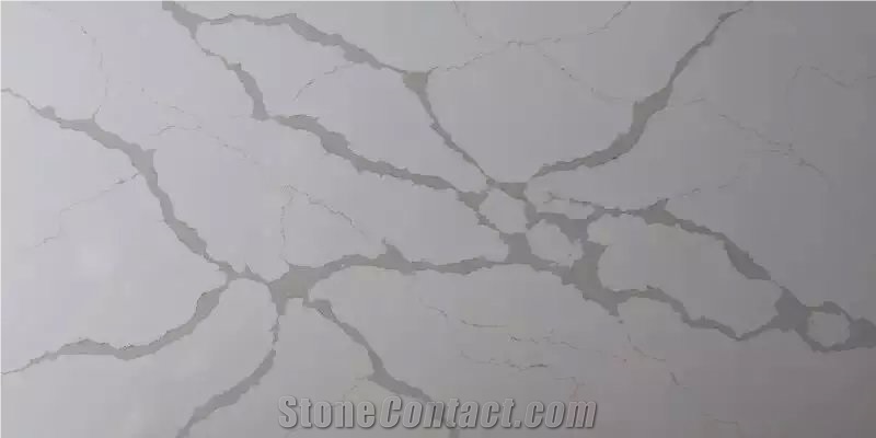 A Quality Calacatta & Carrara White Marble Look Quartz Stone Solid Surfaces Polished Slabs Tiles, Engineered Artificial Stone Slabs for Kitchen Bathroom
