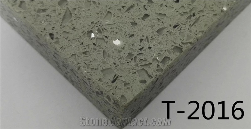 Artificial Quartz Stone T-504 Green Solid Surfaces Polished Slabs & Tiles Engineered Stone for Hotel Kitchen Bathroom Counter Top Walling Panel Environmental Building Materials
